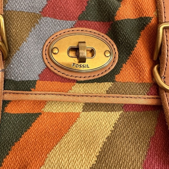Fossil Multicolor Messenger Crossbody Bag Issue 54 With‎ Key Fob Vintage EUC - Picture 9 of 16